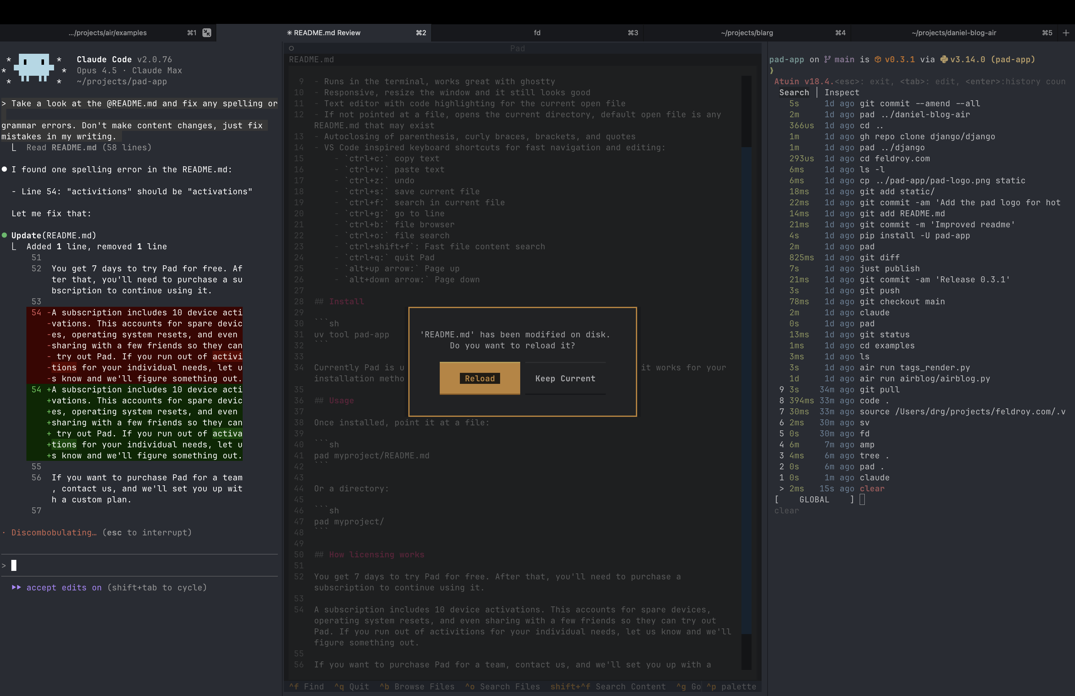 Pad alongside Claude AI